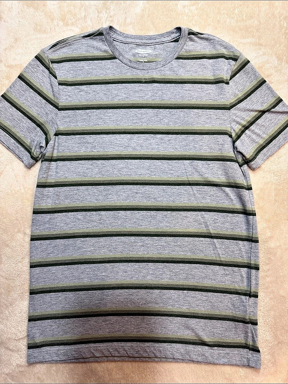 Old Navy Soft-Washed Striped Tee Gray & Green Size Small